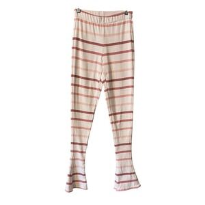 CHASER Anthropologie Striped Flared Leggings Pants Cream Pink Red Boho  Size Sm